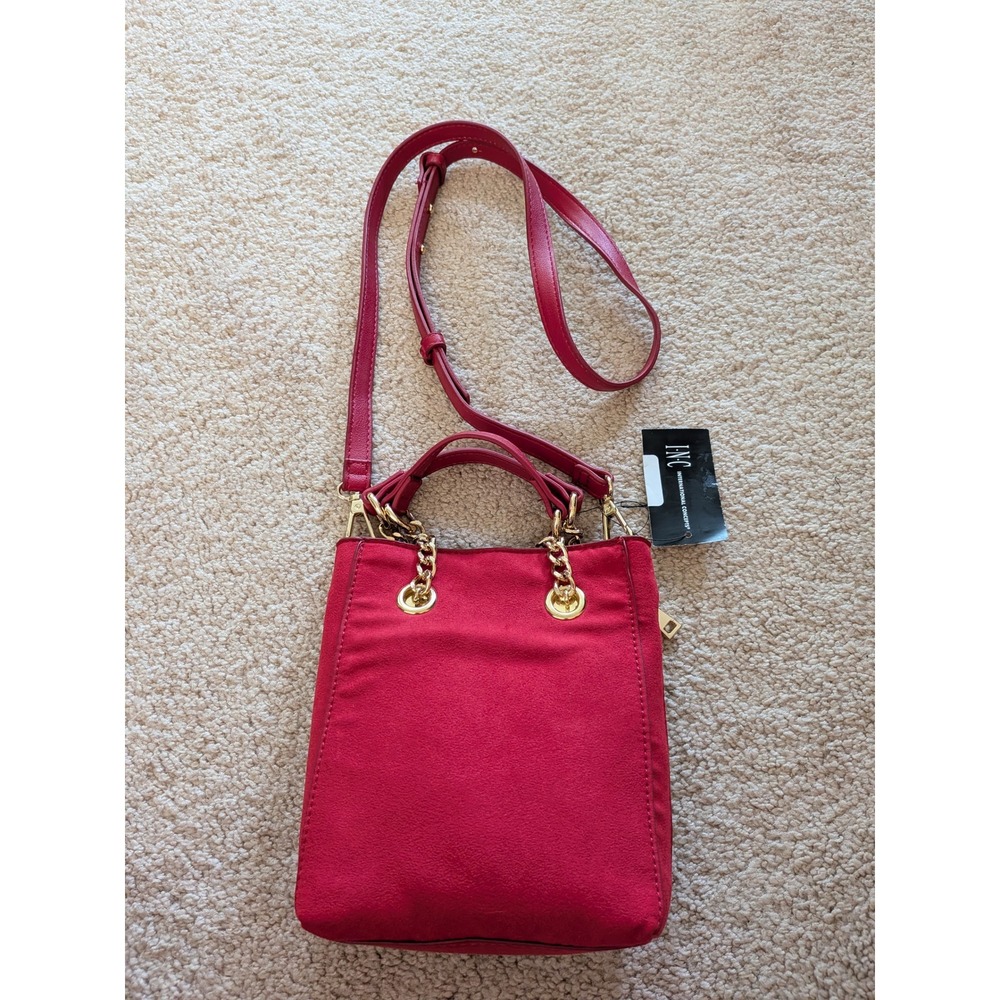 INC Internationalβ Concepts Rachell Crossbody Bag Red Rhinestone Faux Suede MCM
